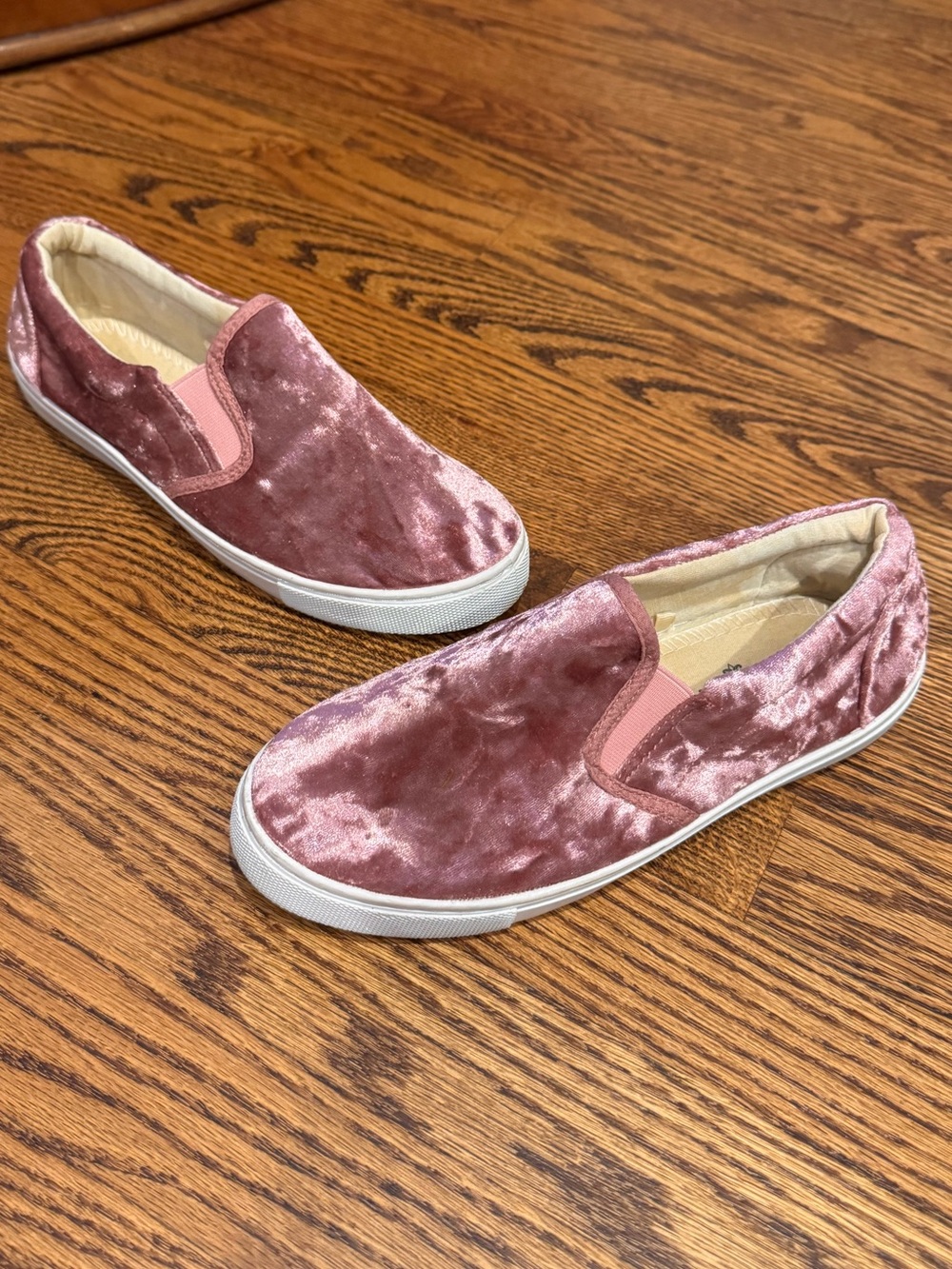 Pink Velvet Slip-On Sneakers